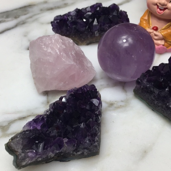 Amethyst Rose Quartz LOVE PEACE Bundle 5 Pieces - Picture 2 of 7